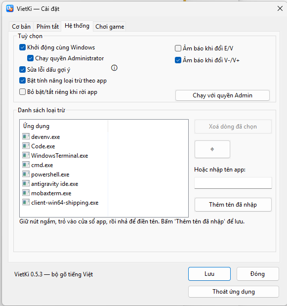 Type Vietnamese in games with a prefix